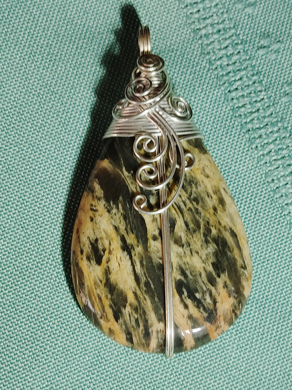 TURKISH AGATE. STERLING WRAPED PENDANT, SUSPENDED ON 18 OR 20 IN CHAIN. U CHOOSE